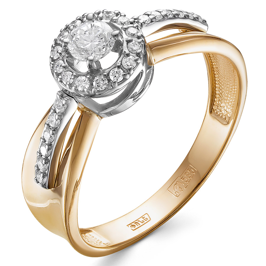 Кольцо, золото, бриллиант, красный, 01-3555